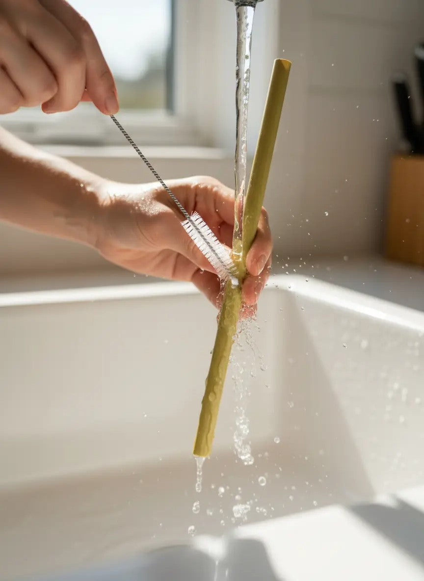 Reusable Bamboo Straws Set of 10 | Eco-Friendly Biodegradable | Includes Cleaning Brush