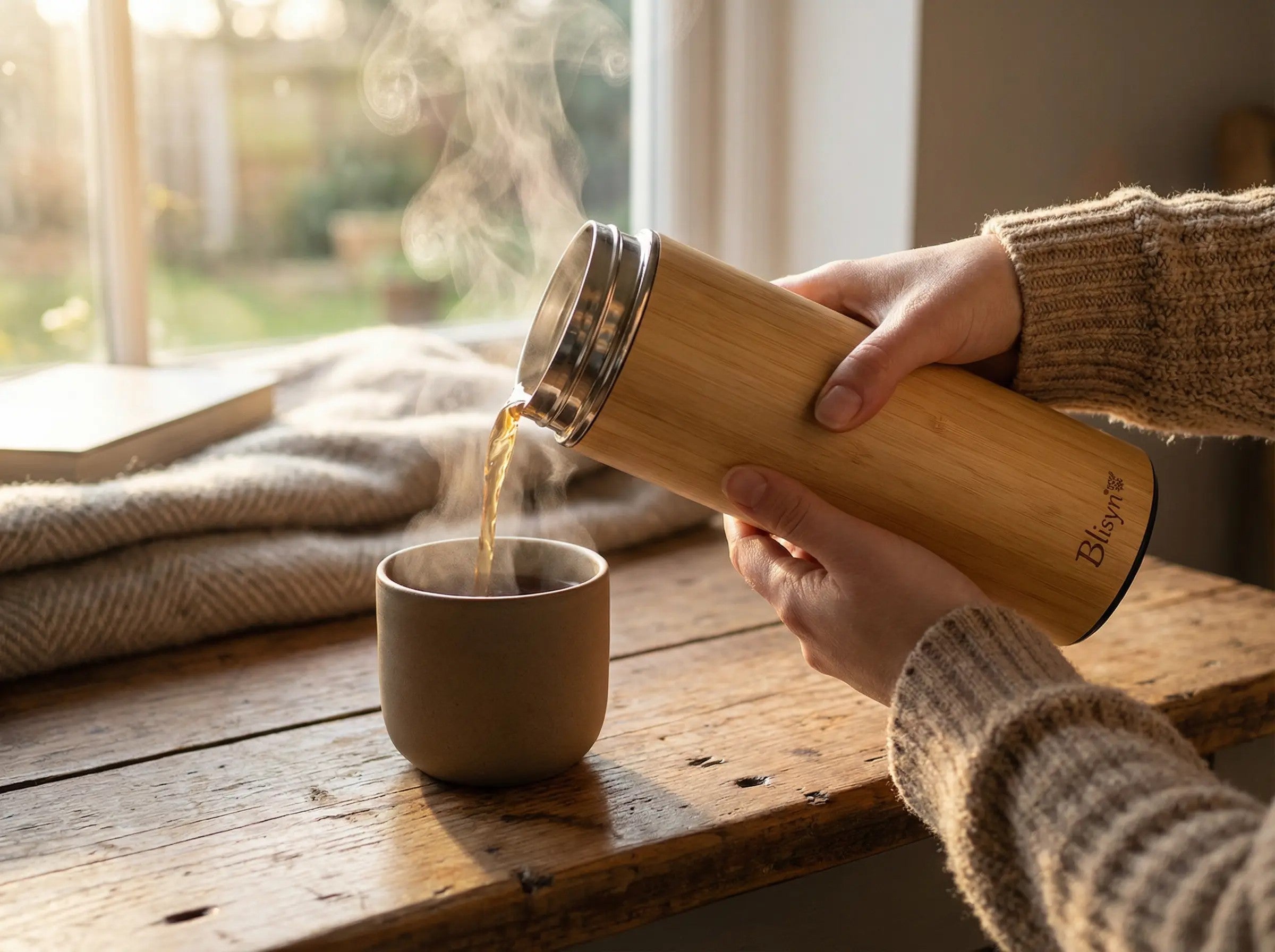 Bamboo Thermos | Eco-Friendly Insulated Water Bottle | Reusable Stainless Steel